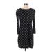 Old Navy Casual Dress - Shift Crew Neck 3/4 sleeves: Black Polka Dots Dresses - Women's Size Small