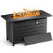 Latitude Run® Kewaun 24" H x 42" W Steel Propane Outdoor Fire Pit Table w/ Lid Steel in Black | 24 H x 42 W x 20 D in | Wayfair