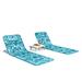 Costway 3 Pieces Beach Lounge Chair Mat Set 2 Adjustable Lounge Chairs with Table Stripe-Green