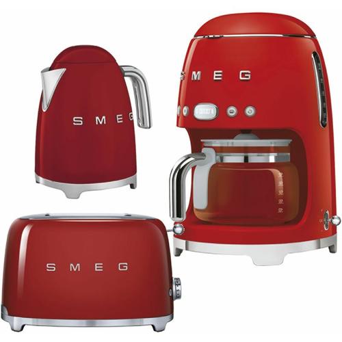 Smeg Morning Set Wasserkocher rot 1,7 Liter + 2-Scheiben Toaster rot + Filterkaffeemaschine rot