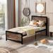 Rustic Country Style Metal and Wood Twin Size Platform Bed, Easy Assembly, With a Rectangular Oak Finish Headboard & Footboard