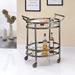 Oval Serving Cart with 2 Tempered Glass Glass Shelves, Kitchen Cart with Caster Wheels