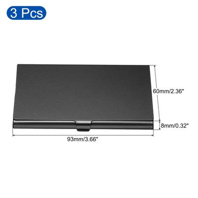 Business Card Holder, 3 Pcs Aluminum Alloy Flip Cover Name Cards Case