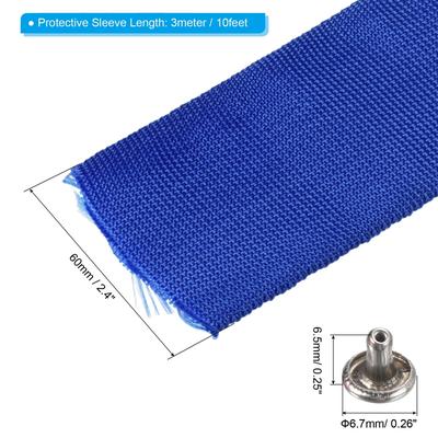 10Ft*60mm Polyester Rope Protector Cable Cover Rope Protective Sleeve Blue - 10Ft