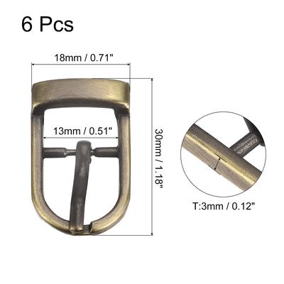 6Pcs Single Prong Belt Buckle Oval Center Bar Buckles for Belt