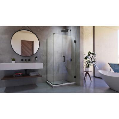 Dreamline DreamLine Unidoor Plus 40 1/2 inch W x 34 3/8 inch D x 72 inch H Frameless Hinged Shower Enclosure in Matte Black SHEN-24405340-09