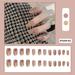 Long Nail Piece 24 PCS Nude Boba Tea Color Stick on Jelly False Nails Round Tip Glossy Manicure for Nail Salon Art DIY