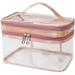 Clear Makeup Bag Travel Toiletry Bag for Women Waterproof Cosmetic Bag Cute Makeup Bag Double Layer Travel Pink Makeup Bag