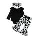 Canrulo Newborn Baby Girl Spring Fall 3Pcs Outfits Ribbed Bodysuit Romper Tops Floral Flare Pants Outfits with Headband Set Black 6-12 Months
