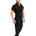 Qufokar Mens Trendy Pants Boy Outdoor Men S Short-Sleeved Color Jumpsuit Zipper With Pockets Tooling Spring Rompers Pants And Summer Lace-Up Solid Men S Pants