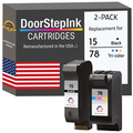 Remanufactured DoorStepInk High Yield Ink Cartridge for HP HP 15 Black and 78 Tri-Color