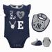 Newborn & Infant Navy/Heather Gray New York Yankees Three-Piece Love of Baseball Bib Bodysuit Booties Set