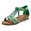 Sandale LASCANA "Sommerschuh, Sandalette", Damen, Gr. 36, grün, Obermaterial: 50% Lederimitat, 50% Textilmaterial. Futter: 100% Lederimitat. Decksohle: 100% Lederimitat. Laufsohle: 100% Synthetik, bedruckt, modisch, Schuhe Sandalette, mit Verzierung...