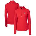 Women's Cutter & Buck Red Houston Astros Americana Logo DryTec Traverse Stretch Quarter-Zip Pullover Top