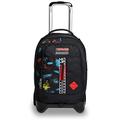 Seven TROLLEY, Rucksack mit Trolleyfunktion, Schulranzen mit Rollen, 3 in 1, Abnehmbarer Rucksack, ab 1. Klasse, für Schule, Gymnasium, Reisen&Freizeit, Mädchen&Jungen, schwarz, JACK-2WD SCRATCHY BOY