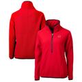 Women's Cutter & Buck Red Cincinnati Reds Americana Logo Cascade Eco Sherpa Fleece Half-Zip Pullover Jacket