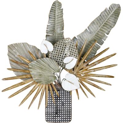 Wanddekoobjekt GILDE "Wandrelief Vase Aruba", grün, B:67cm H:73cm T:8cm, Metall, Wanddekoobjekte Image