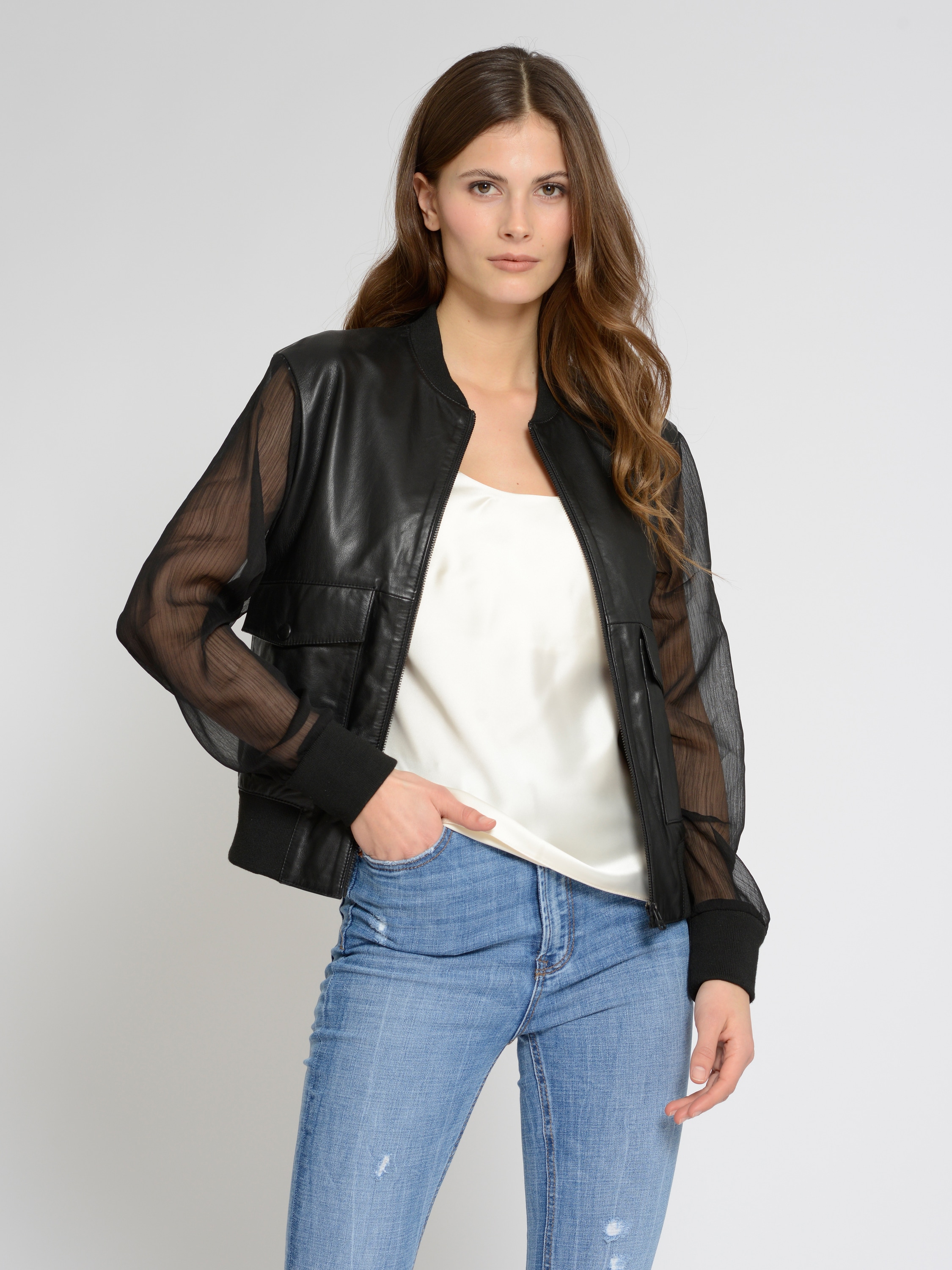 Blouson MAZE "42021234", Damen, Gr. M, schwarz, Obermaterial: 100% Lammleder, 100% Polyester / Futter: 100% Polyester / Strick: 97% Baumwolle; 3% Elasthan, Strickbündchen, Jacken Image