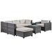 Hokku Designs Bellavia 90.9" Wide Outdoor Wicker Patio Sofa w/ Cushions Wicker/Rattan in Gray | 19.3 H x 90.9 W x 87 D in | Wayfair