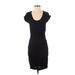 Max Studio Casual Dress - Sheath Scoop Neck Short sleeves: Black Print Dresses - Women's Size Medium