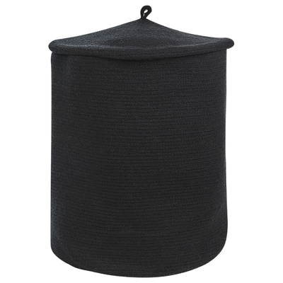 Baumwollkorb schwarz mit Deckel zur Aufbewahrung von Zubehör im Boho-Stil