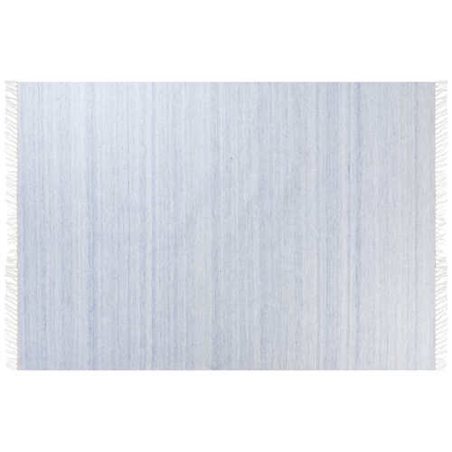 Outdoor Teppich Hellblau Kunststoff 160 x 230 cm Rechteckig mit Fransen Handgewebt Farbverlauf Boho Fußbodenheizug Geeignet Garten Indoor