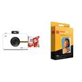 KODAK Step Touch | 13MP Digitalkamera & Instant-Drucker, Weiß & 2" x3 Premium Zink Fotopapier (100 Blatt) Kompatibel mit Kodak PRINTOMATIC-, Kodak Smile- und Step-Kameras und -Druckern