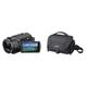 Sony FDR-AX43A 4K Kompakt-Camcorder, schwarz & LCSU21 LCS-U21 Universal-Tasche für Handycam, Alpha und Cybershot Kameras, Schwarz