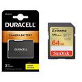 Duracell DRNEL14 Li-Ion Kamera Ersetzt Akku für EN-EL14 & SanDisk Extreme SDXC UHS-I Speicherkarte 64 GB (V30, 170 MB/s Übertragung, U3, 4K UHD Videos, SanDisk QuickFlow-Technologie)