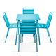 Ensemble table de jardin et 4 chaises en métal bleu