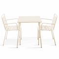 Ensemble table de jardin carrée et 2 fauteuils acier ivoire