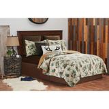 Pinecone Print Reversible Tan 3 Piece Full/Queen Quilt Set