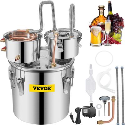 VEVOR Alcohol Still Moonshine Still 3-13.2Gal Stainless Steel Water Alcohol Distiller Copper Tube Home Brewing Kit