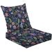 2-Piece Deep Seating Cushion Set Fantasy flowers retro vintage jacobean embroidery style Seamless green Outdoor Chair Solid Rectangle Patio Cushion Set