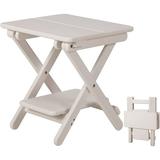 NALONE Adirondack Folding Table 15.7 Outdoor Side Table HDPE Plastic Double End Table Portable for Camping Patio Picnic Porch Deck (White)