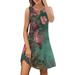 VBARHMQRT Female Holiday Dresses for Women Summer Dresses for Women Suitable Trendy Boho Floral Print Cover up Crew Neck Sleeveless Summer Dresses for Women 2024 Vacation Maxi Faux Leather Dress