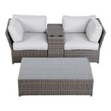 Living Source International 4 Piece Wicker / Rattan Seating Group in Brown