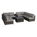 Living Source International 10-Piece Wicker / Rattan Sectional Set in Espresso