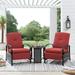 Ulax Furniture 2-Person Conversation Set Seating Group with Recliner Chairs and Metal End Table (Red)