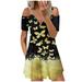 VBARHMQRT Female Black Dresses for Women Long Sleeve Sexy Women s Printed V Neck Zipper Suspender off the Shoulder Half Skirt Dress Casual Skirt Black Slip Dress Winter Maternity Dress