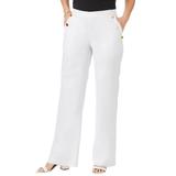 Plus Size Women's Linen Wide Leg Sailor Pant by Jessica London in White (Size 22 W)