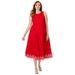 Plus Size Women's Sleeveless Eyelet Poplin Dress by Jessica London in Vivid Red Eyelet (Size 28 W)
