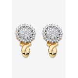 Women's Gold-Plated Cluster Button Earrings with Genuine Diamond Accent by PalmBeach Jewelry in Gold