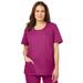Plus Size Women's Scoopneck Scrub Top by Comfort Choice in Raspberry (Size M)