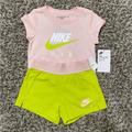 Nike Matching Sets | Girls Nike T-Shirt And Shorts Set | Color: Green/Pink | Size: 4g