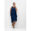 Cocktailkleid SHEEGO "Große Größen", Damen, Gr. 44, Normalgrößen, blau, Obermaterial: 100% Polyester;Futter: 100% Polyester, unifarben, elegant, figurumspielend knieumspielend, Rundhals, ohne Ärmel, Kleider Partykleid, im Layerlook, mit Pailletten