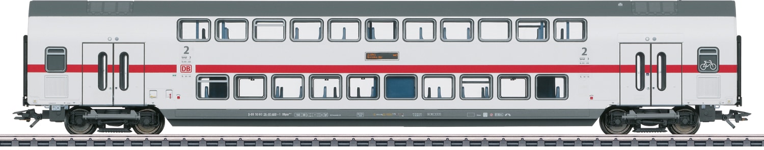 Personenwagen MÄRKLIN "IC2 Doppelstock-Mittelwagen DBpza 682.2, 2. Klasse - 43489", rot (weiß, rot), Modelleisenbahn-Fahrzeuge, Kinder, Metall, Kunststoff, mit Lichteffekten; Made in Europe Image