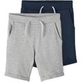 Sweatshorts NAME IT "NKMVERMO 2P LONG SWE SHORTS UNB F NOOS" Gr. 110, N-Gr, grau (grey melange) Jungen Hosen Shorts