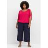 Jerseyhose SHEEGO "Große Größen", Damen, Gr. 50, Normalgrößen, blau (marine), Obermaterial: 95% Viskose, 5% Elasthan, casual, 3/4-Länge, Hosen, in legerer 3/4-Länge