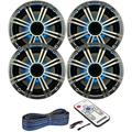 Kicker 45BKM614L 2 Pair 6.5 2Way 195W Max LED Speakers Silver Grilles Remote Control 50-ft Speaker Wire
